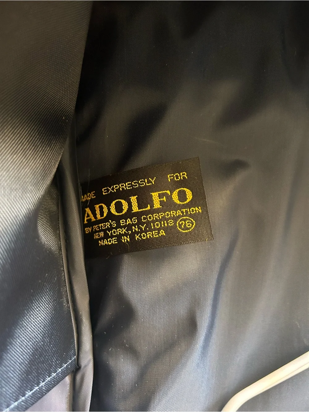 Adolfo Navy Briefcase with Gold Accents and Crest